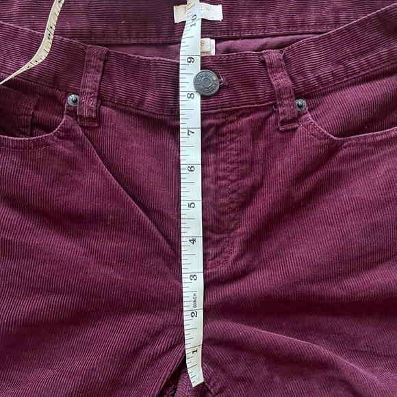 J. Crew Burgundy Skinny Stretch Corduroy Cropped Ankle Jeans 29 - Picture 7 of 9